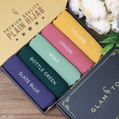 Picture of Plain Hijab Combo Set - Premium Quality (80X30) Full Coverage Diamond Georgette Plain Hijab