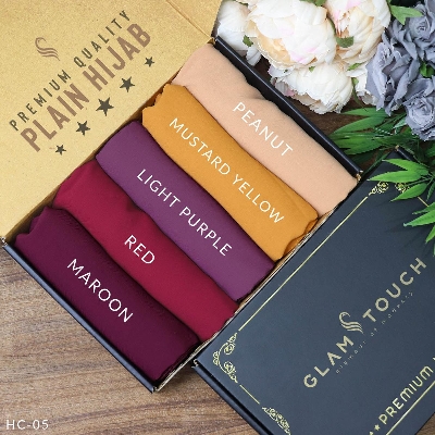 Picture of Plain Hijab Combo Set - Premium Quality (80X30) Full Coverage Diamond Georgette Plain Hijab