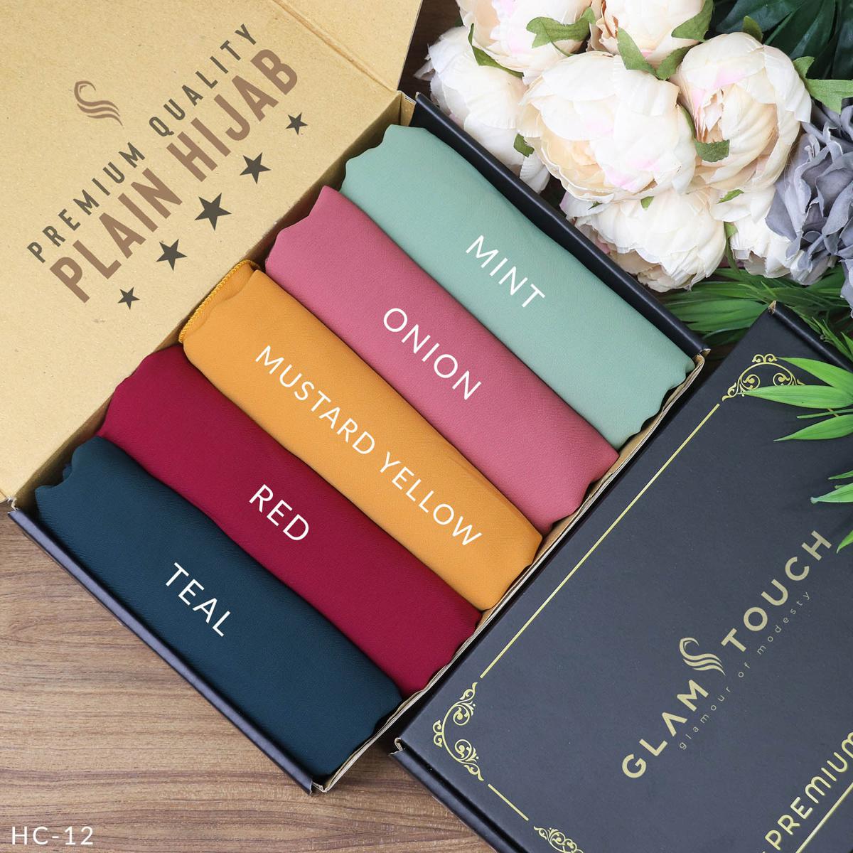 Picture of Plain Hijab Combo Set - Premium Quality (80X30) Full Coverage Diamond Georgette Plain Hijab