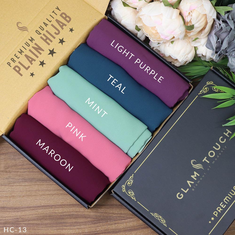 Picture of Plain Hijab Combo Set - Premium Quality (80X30) Full Coverage Diamond Georgette Plain Hijab