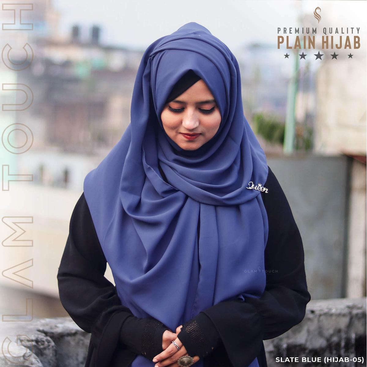 Picture of Premium Quality Full Coverage 80x30 Inchees Diamond Georgette Plain Hijab