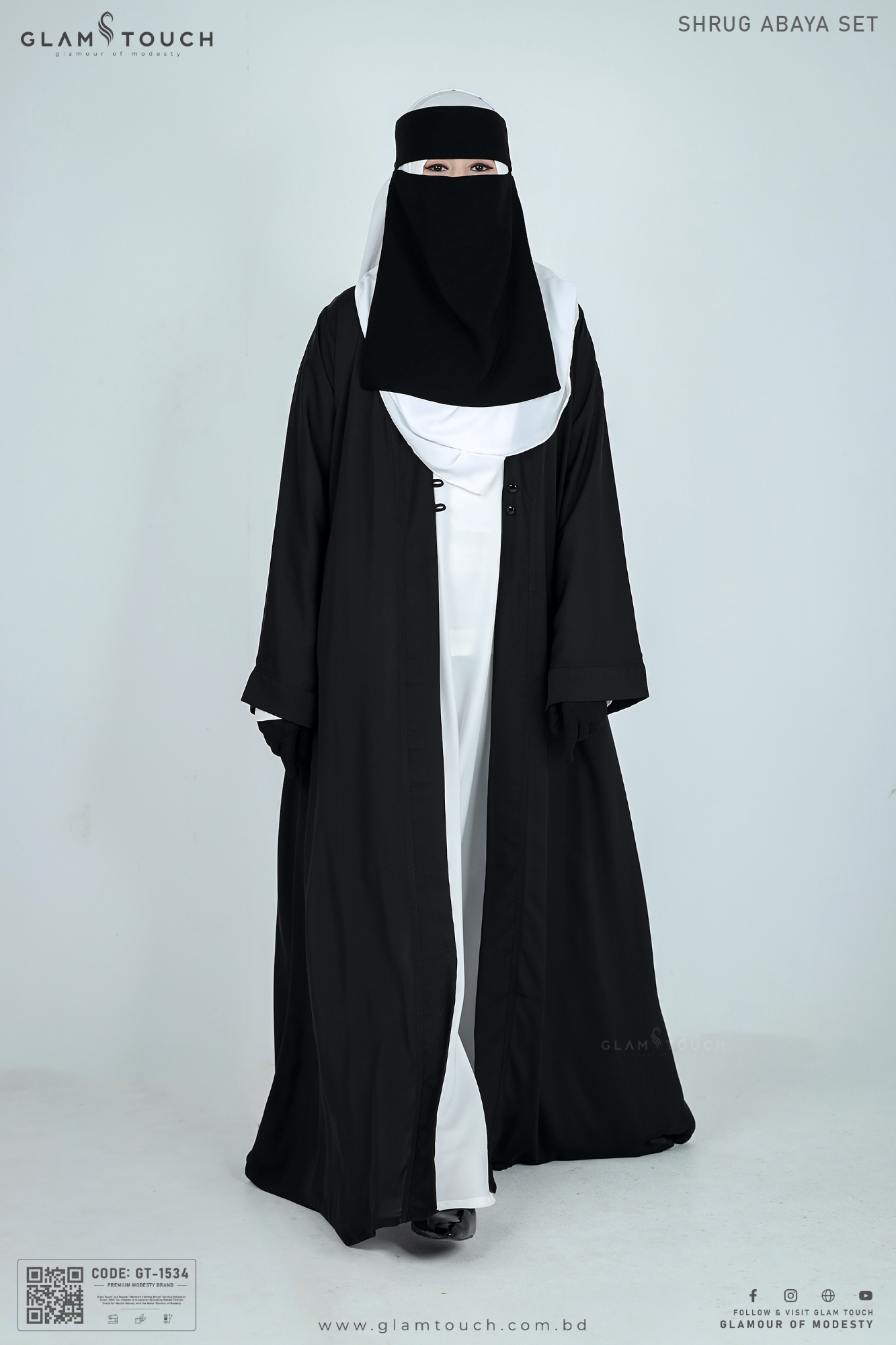 Picture of Glam Touch Premium Shrug Abaya 3 Part Set