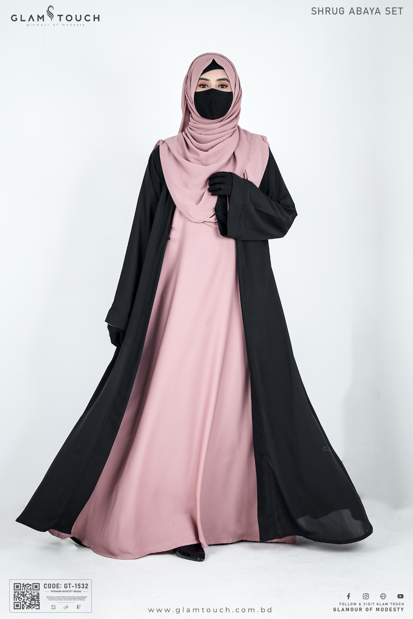 Picture of Glam Touch Premium Shrug Abaya 3 Part Set