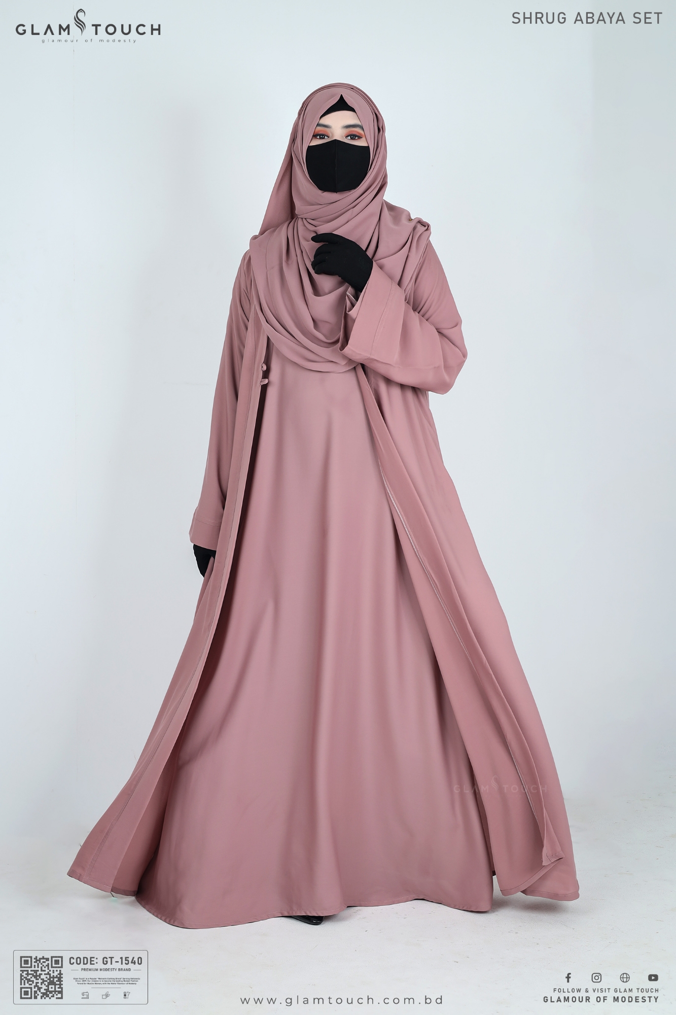 Picture of Glam Touch Premium Shrug Abaya 3 Part Set