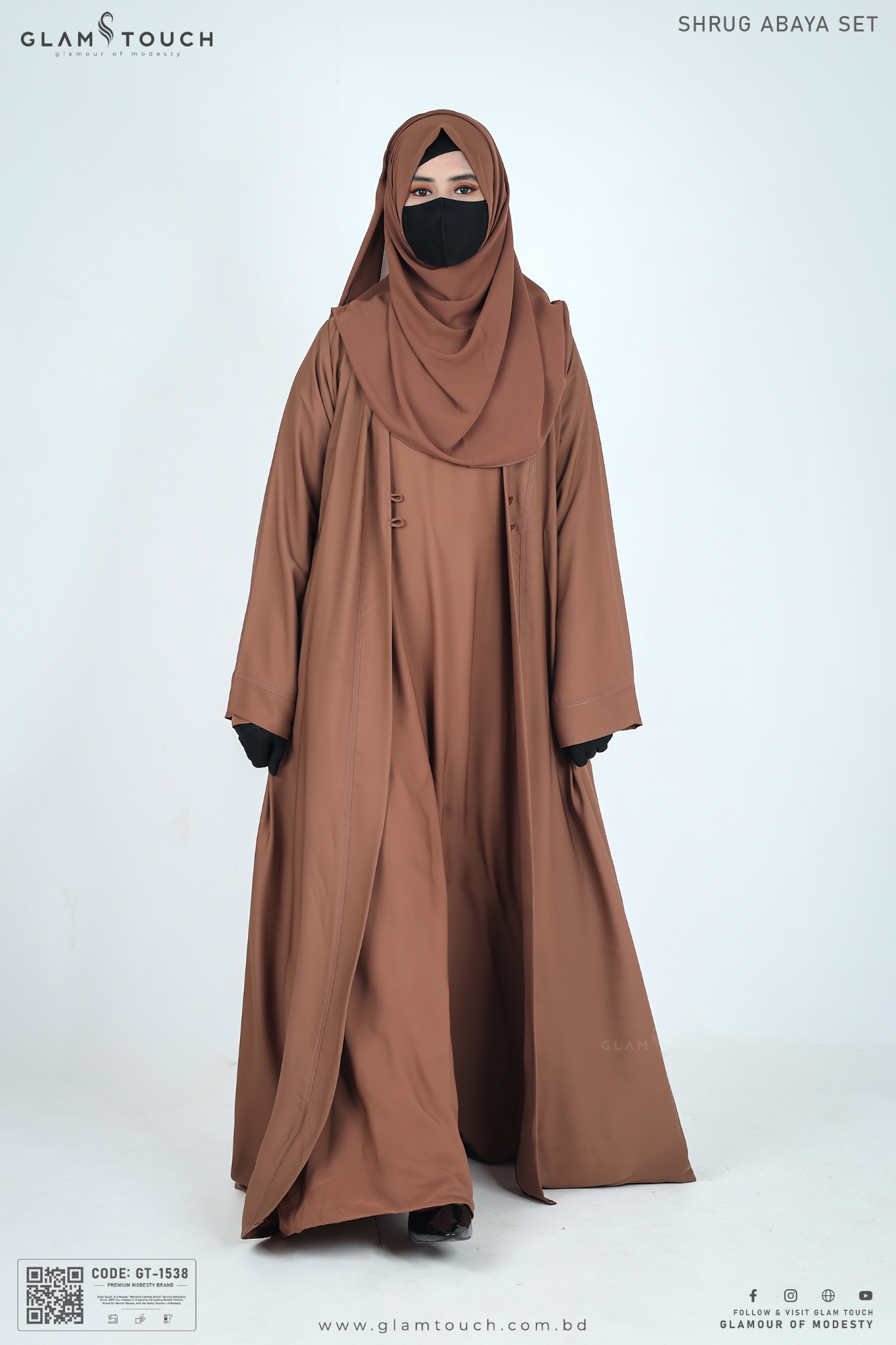 Picture of Glam Touch Premium Shrug Abaya 3 Part Set