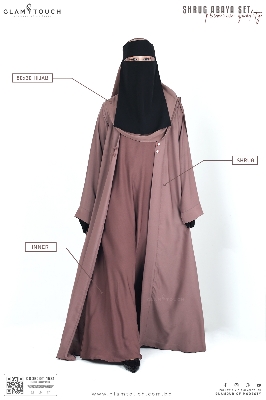 Picture of Glam Touch Premium Shrug Abaya 3 Part Set