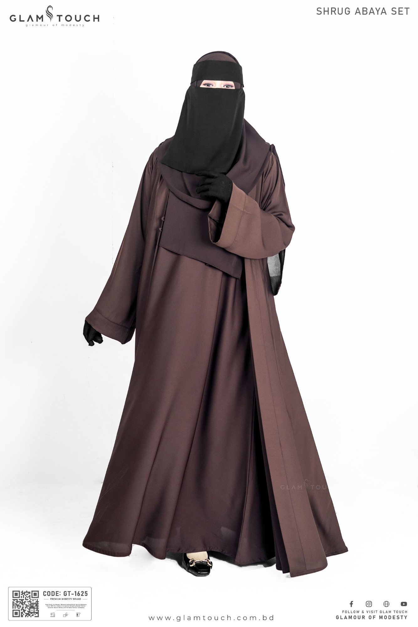 Picture of Glam Touch Premium Shrug Abaya 3 Part Set