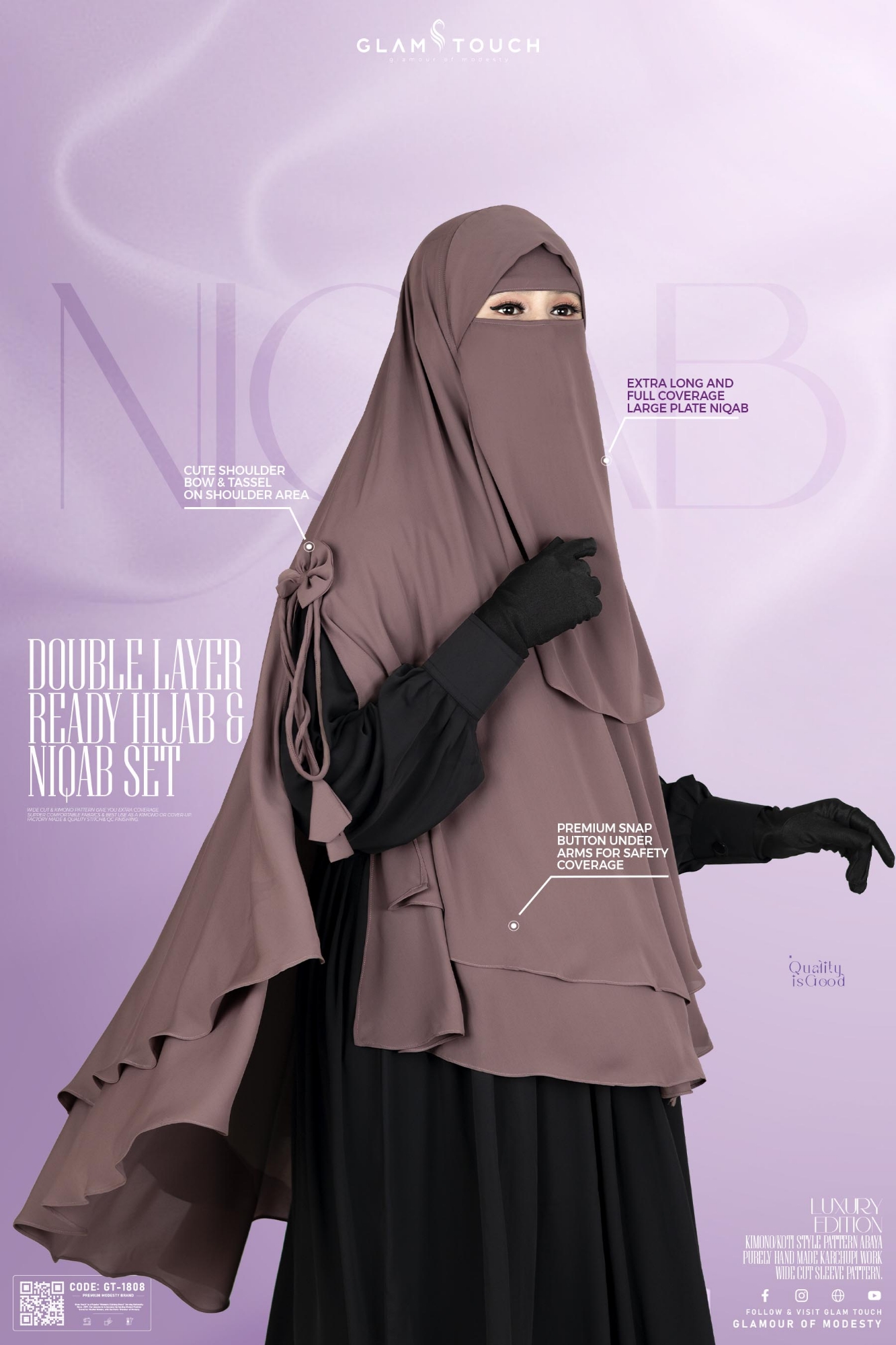 Picture of Glam Touch Premium - Leya Double Layer Ready Hijab & Niqab Set