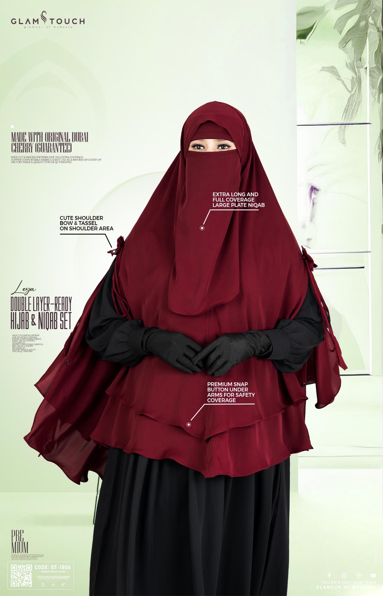 Picture of Glam Touch Premium - Leya Double Layer Ready Hijab & Niqab Set