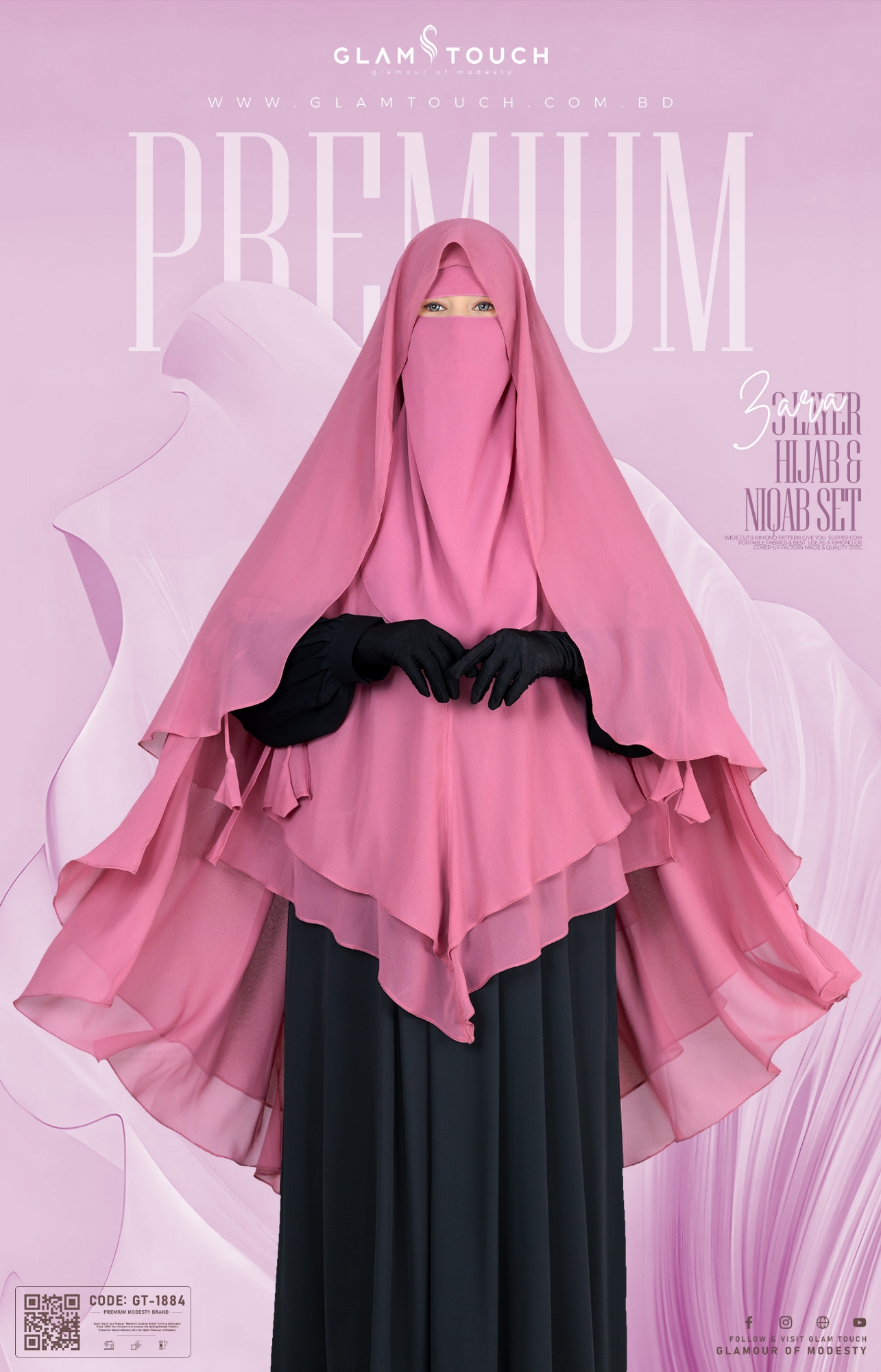 Picture of Glam Touch Premium- Zara 3 Layer Extra Long Ready Hijab