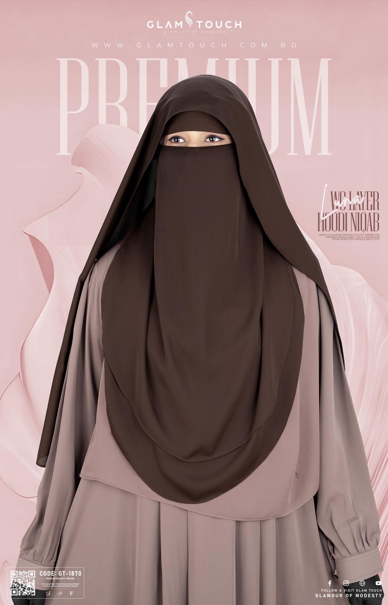 Picture of Glam Touch Premium  LUNA- 2 Layer Hoodie Niqab