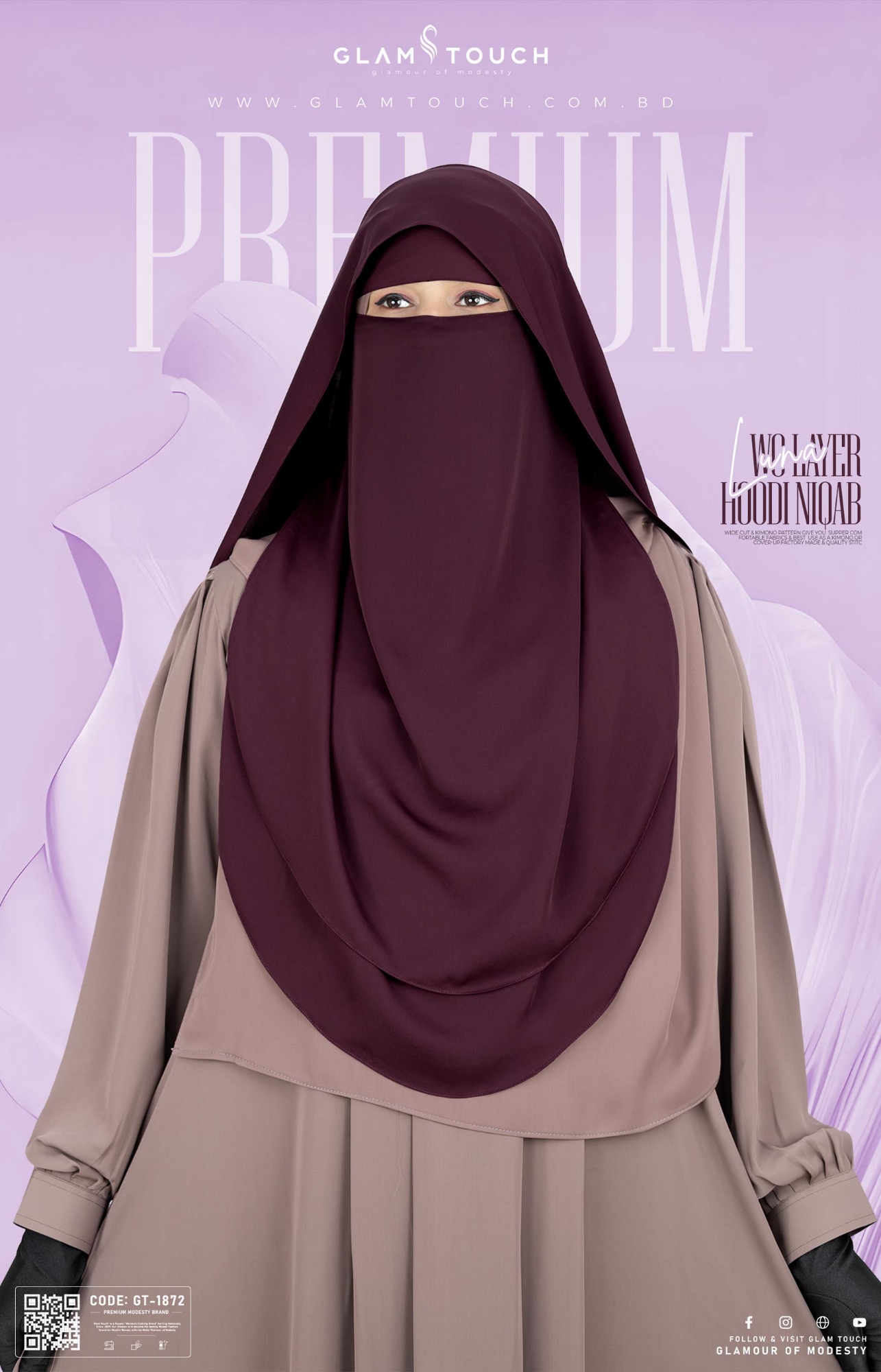 Picture of Glam Touch Premium  LUNA- 2 Layer Hoodie Niqab