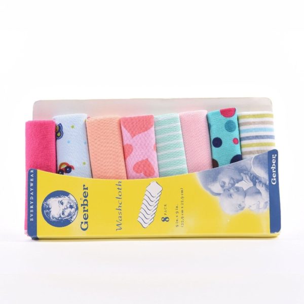 Picture of 8-Pieces gerber towel wash towel Packing Sale Super Cosy 100% Cotton Newborn Toddler Wash Cloth Baby