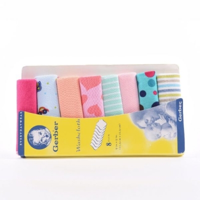 Picture of 8-Pieces gerber towel wash towel Packing Sale Super Cosy 100% Cotton Newborn Toddler Wash Cloth Baby