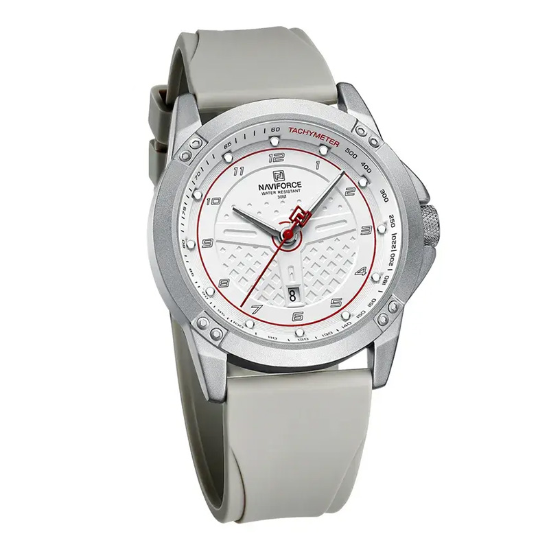 Picture of Naviforce 8031 Luxury Waterproof Silicon Strap Men’s Watch-Silver White Grey