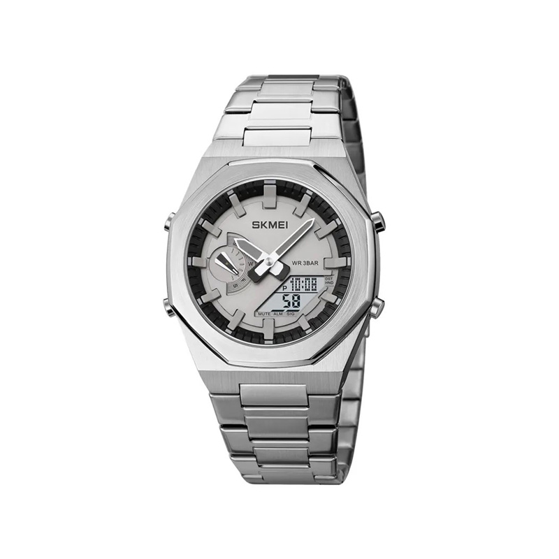 Picture of Skmei 1816 Chrono Dual Display Waterproof Stainless Steel Men’s Watch-Silver White