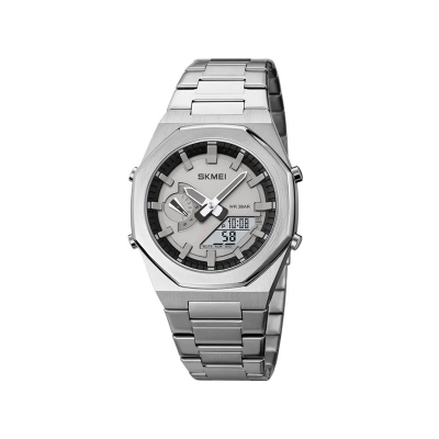 Picture of Skmei 1816 Chrono Dual Display Waterproof Stainless Steel Men’s Watch-Silver White