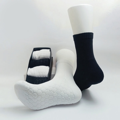 Picture of Terry Socks - -Mid Crew Length - Honeycomb Towel Bottom Knit Pattern - 4 Pair Pack Unisex - Royal Class - High Quality  Socks