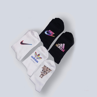 Picture of Unique Cotton Socks - Mid Crew Length - Gradient Logo-Unisex-Black & White