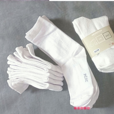 Picture of School Socks - Premium Quality Cotton White Dress Socks - 5 Pair Pack - Stylish Cycle Design - Comfortable Socks