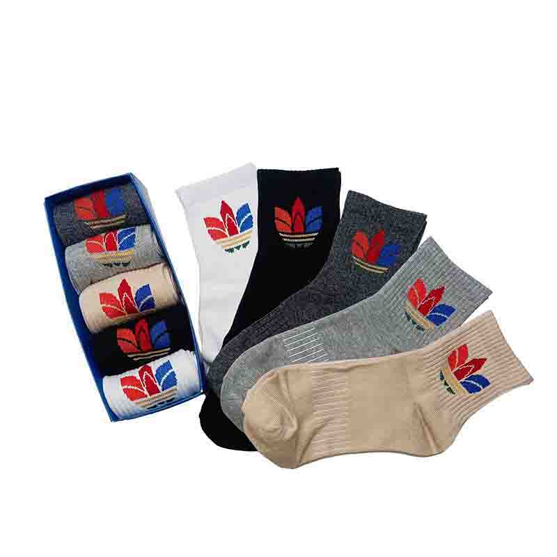 Picture of 3D Jacquard design ribbed cuff quarter cotton Socks