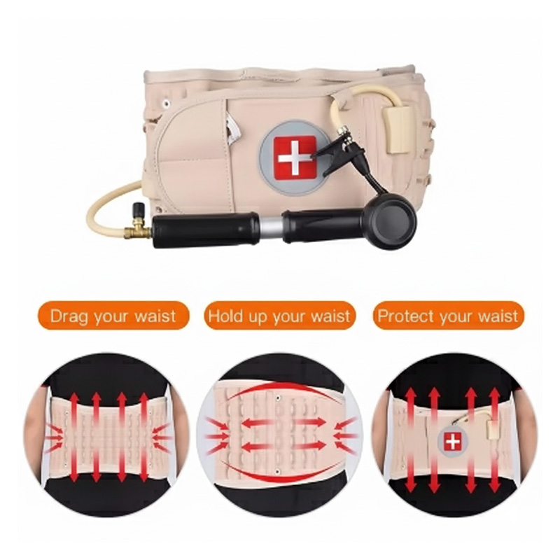 Picture of Decompression Back Belt Inflatable Lower Back Brace for Low Back Pain Relief Lumbar Traction Device with Hand Pump, One Size Fits 29-49 Waist
