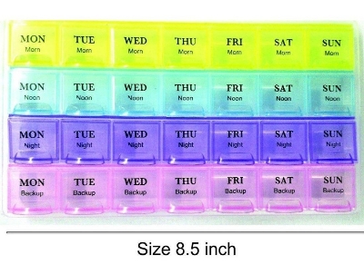 Picture of 7 Days Medicine Kit box organizer with 28 grids Week day medicine box from Morning-noon-night - Medicine Box