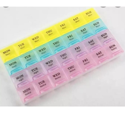 Picture of 7 Days Medicine Kit box organizer with 28 grids Week day medicine box from Morning-noon-night - Medicine Box