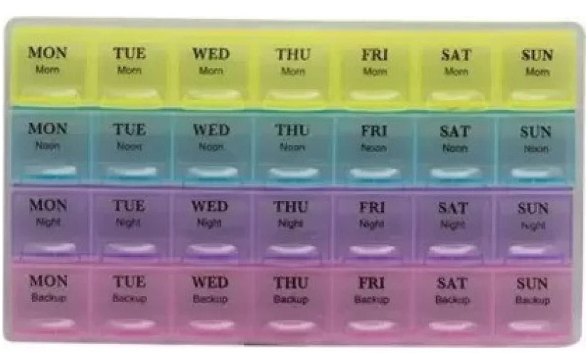 Picture of 7 Days Medicine Kit box organizer with 28 grids Week day medicine box from Morning-noon-night - Medicine Box