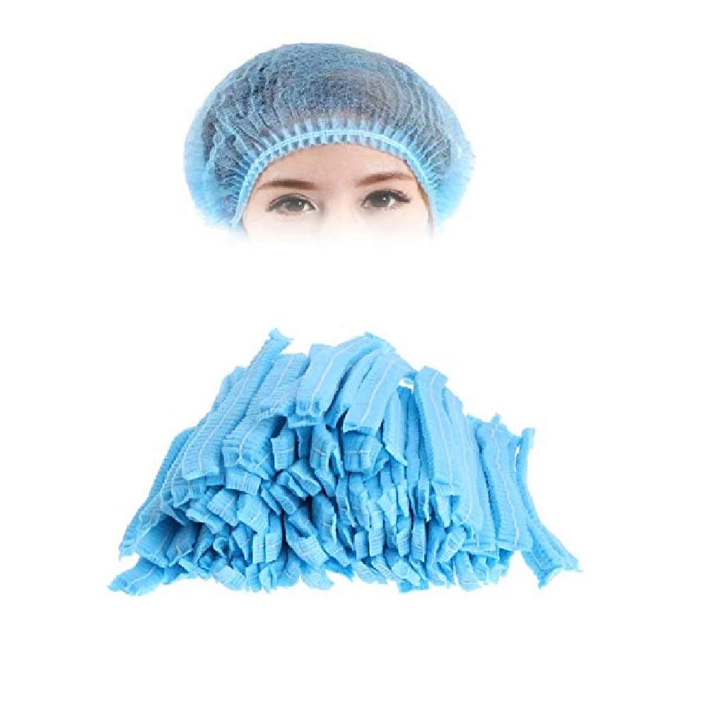 Picture of 100 Pcs Pack Disposable Surgical Head Cap, Mob Caps,Hair Net Cap,elastic Free Size,for Cosmetics, Beauty, Kitchen, Cooking, Home Industries, Hospital (Blue)