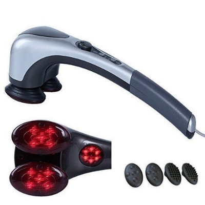 Picture of Double Head Electric Body Massager Variable Speed Infrared Hand Full Body Massage Hammer for Neck Shoulder Back Foot Pain