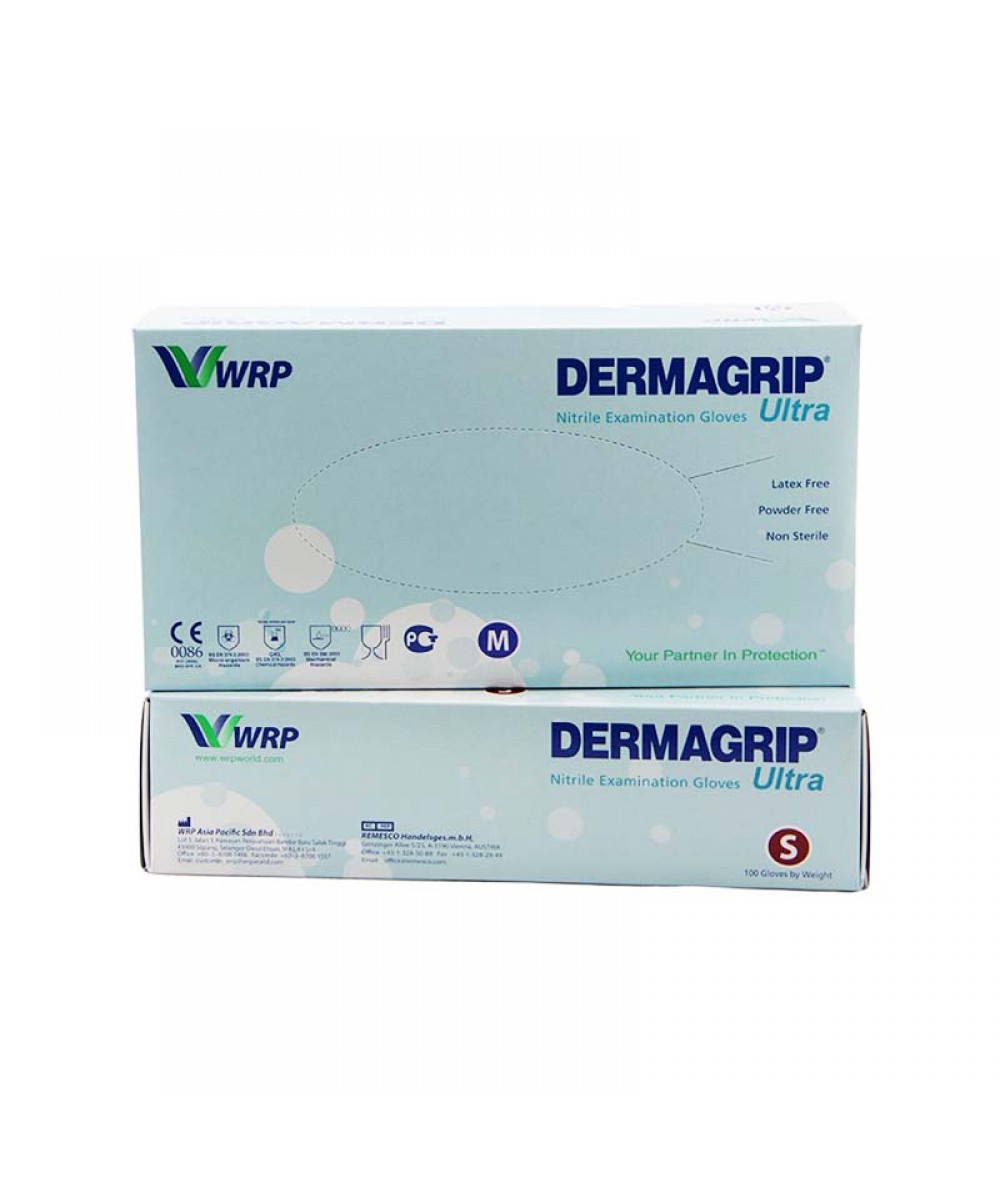 Picture of DERMAGRIP Powder Free Blue Nitrile Hand Gloves ● Origin Malaysia- 100pc, 1box