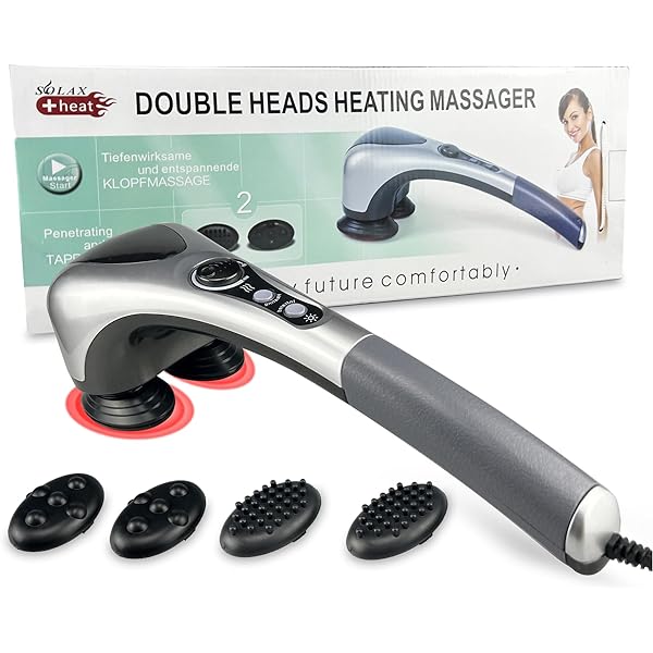 Picture of Double Head Electric Body Massager Variable Speed Infrared Hand Full Body Massage Hammer for Neck Shoulder Back Foot Pain Double Head Electric Body Massager Variable Speed Infrared Hand Full Body Massage Hammer for Neck Shoulder Back Foot Pain
