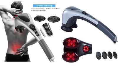 Picture of Double Head Electric Body Massager Variable Speed Infrared Hand Full Body Massage Hammer for Neck Shoulder Back Foot Pain Double Head Electric Body Massager Variable Speed Infrared Hand Full Body Massage Hammer for Neck Shoulder Back Foot Pain