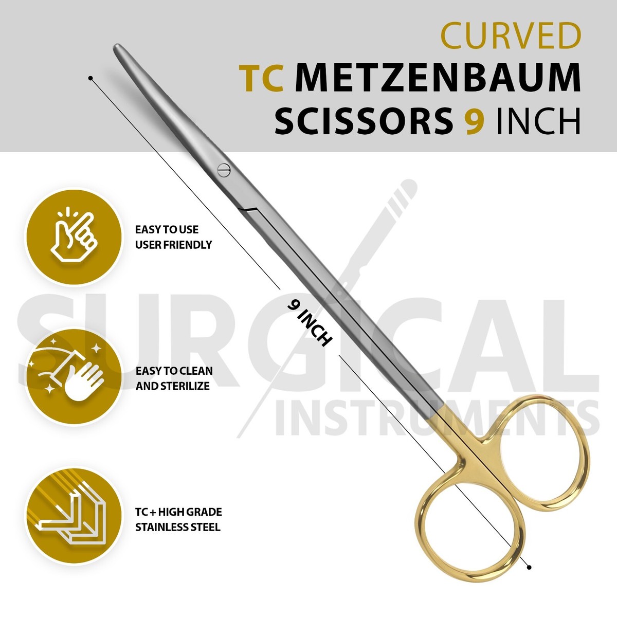 Picture of TC METZENBAUM Dissecting Scissors 7 inches CVD Blunt W/Tungsten Carbide Insert CYNAMED