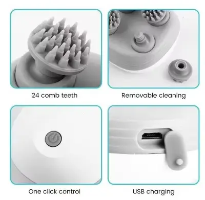 Picture of Electric Scalp Massager Handheld 2 Speeds Vibrating Head Massager with 96 Silicone Waterproof Mini Electric Head Massager