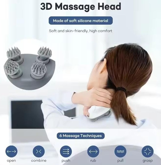 Picture of Electric Scalp Massager Handheld 2 Speeds Vibrating Head Massager with 96 Silicone Waterproof Mini Electric Head Massager