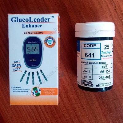 Picture of Gluco Leader Enhance Blood Glucose Test (Blue) - 25 pcs strips