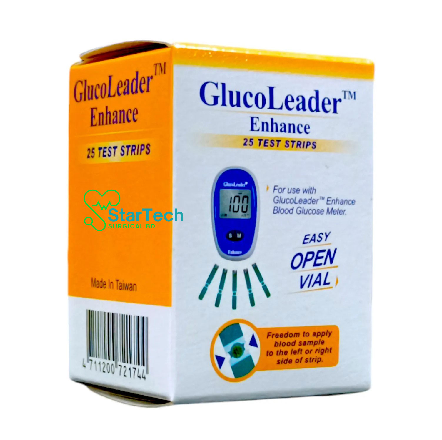 Picture of Gluco Leader Enhance Blood Glucose Test (Blue) - 25 pcs strips