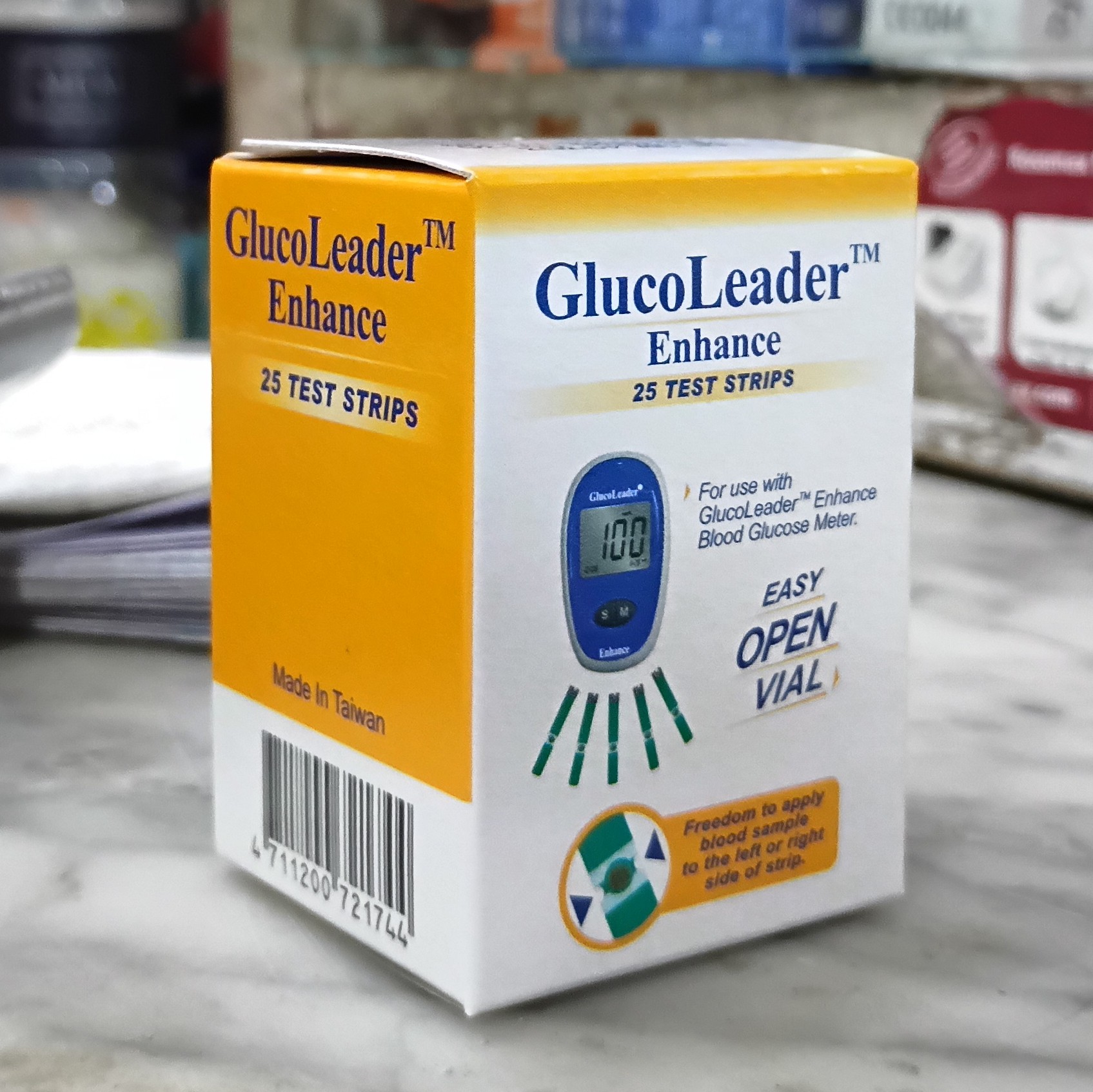 Picture of Gluco Leader Enhance Blood Glucose Test (Blue) - 25 pcs strips