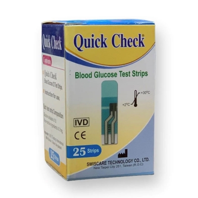 Picture of Quick Check Blood Glucose Monitor Test Strips/Diabetics Machine Test Strips/Glucometer Strip - 25 pcs
