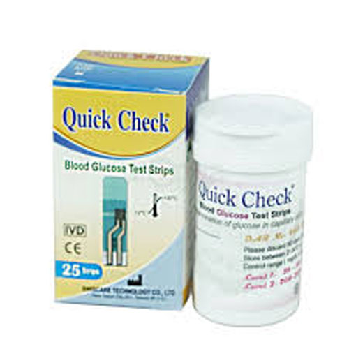 Picture of Quick Check Blood Glucose Monitor Test Strips/Diabetics Machine Test Strips/Glucometer Strip - 25 pcs
