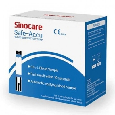 Picture of Sinocare Safe-Accu Blood Glucose Test Strip (2x25) 50pcs 1box Glucometer Strips