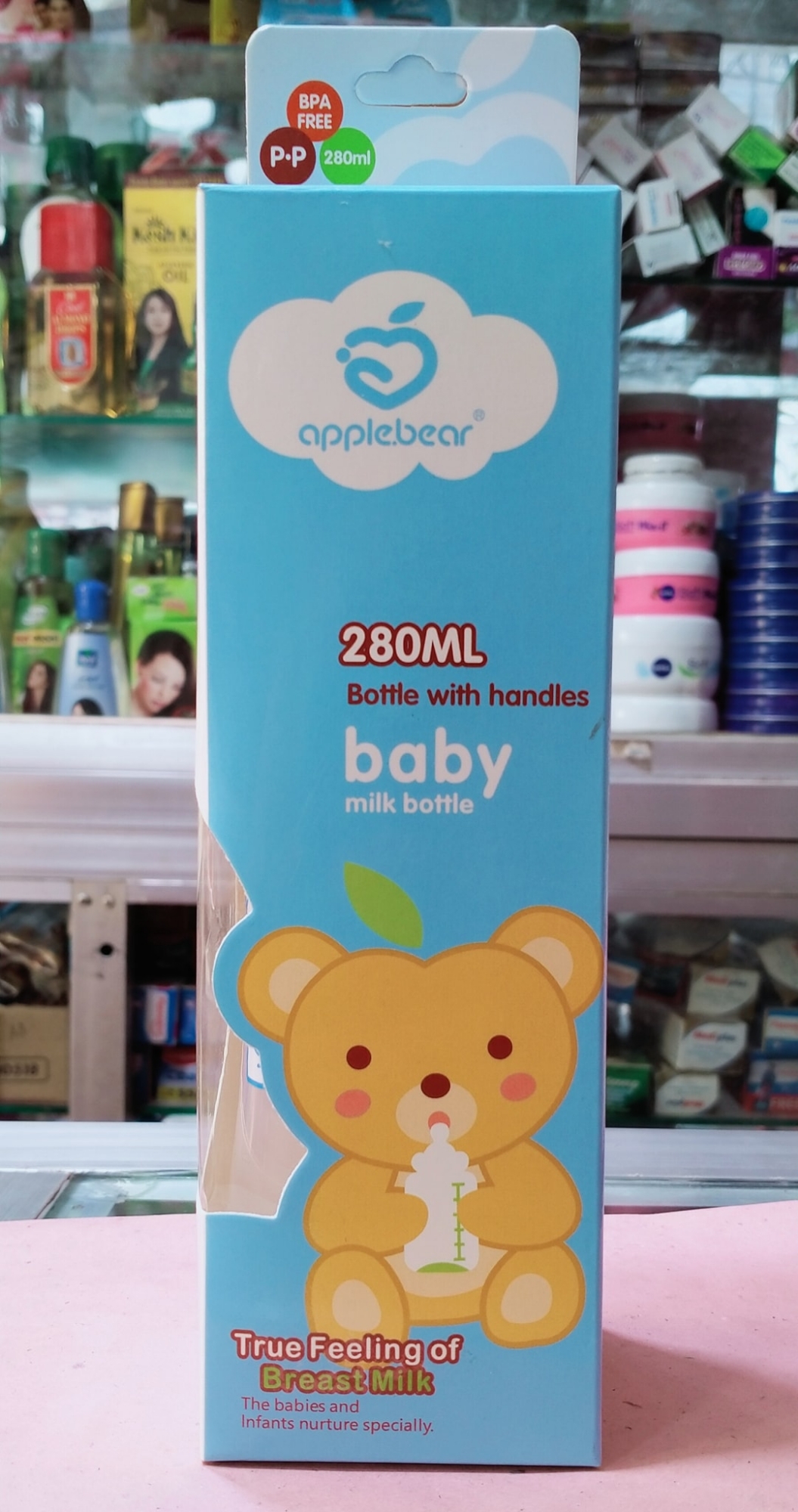 Picture of 280ml Apple Bear Plastic Baby Feeding Bottle Feeder-multicolor