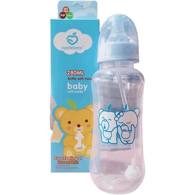 Picture of 280ml Apple Bear Plastic Baby Feeding Bottle Feeder-multicolor