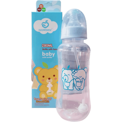 Picture of 280ml Apple Bear Plastic Baby Feeding Bottle Feeder-multicolor