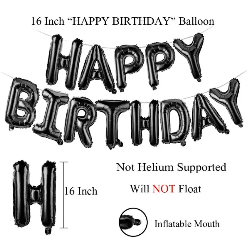 Premium Black & White Birthday Decoration Combo- Metallic Balloons, Banners, and Pumper for Easy Party Setup- (Pack of 71 Pcs)