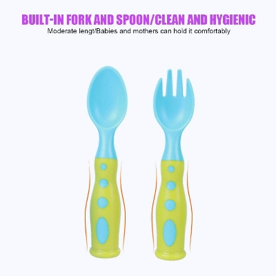 Picture of Baby Masher Bowl, Feeding Bowl with Spoon and Potato Masher for Infants (Mixed Color Pattern Blue and Green)