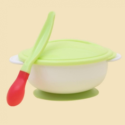 Picture of Baby Dinnerware Set Temperature Sensing Feeding Spoon Food Bowl and Plate Tray with Suction Cup for 6+Months
