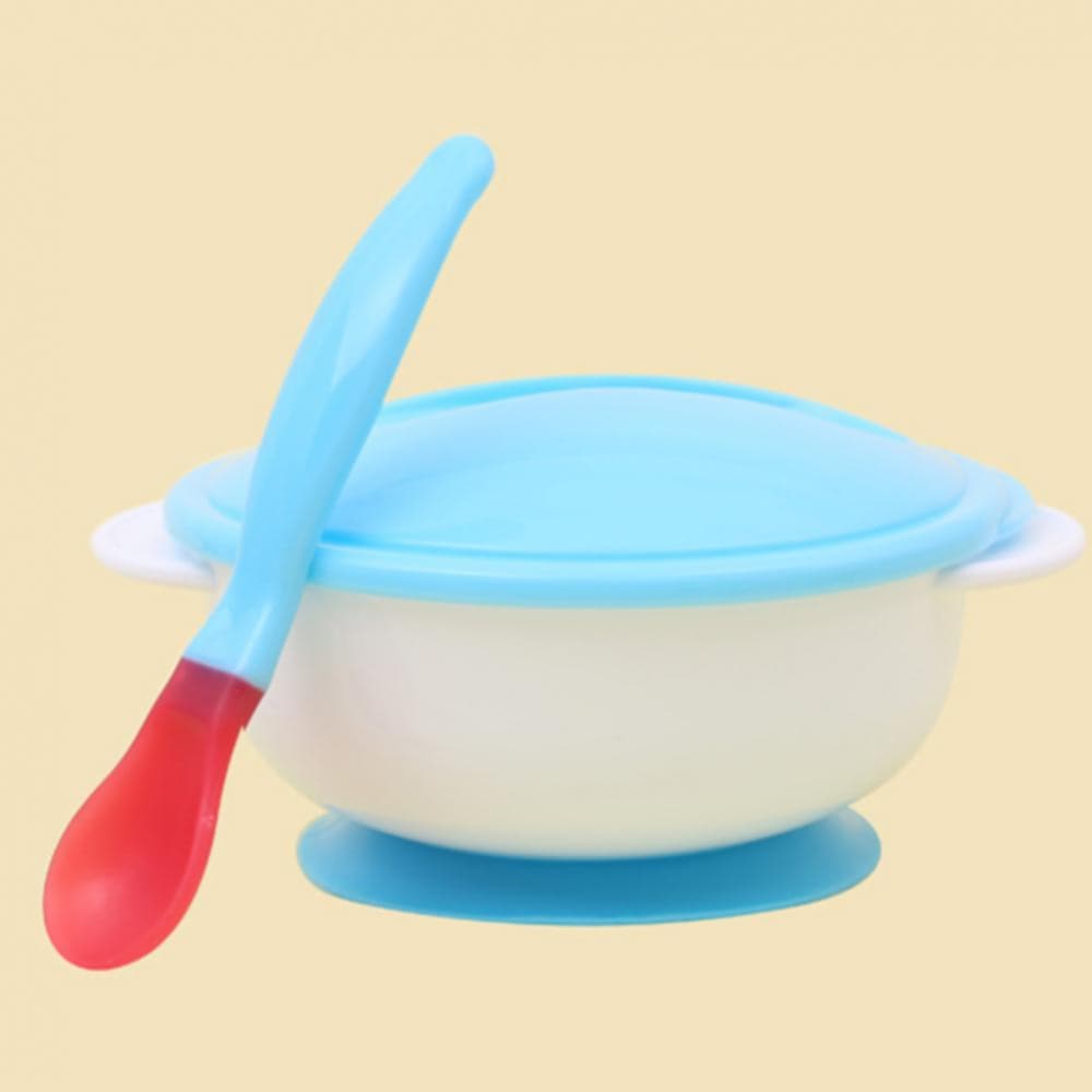 Picture of Baby Dinnerware Set Temperature Sensing Feeding Spoon Food Bowl and Plate Tray with Suction Cup for 6+Months